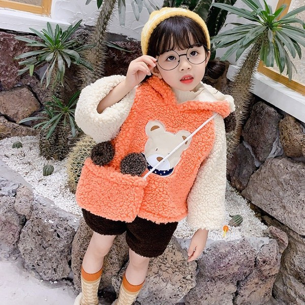 Pulover pentru fete pentru copii in doua culori cu gluga si element 3D