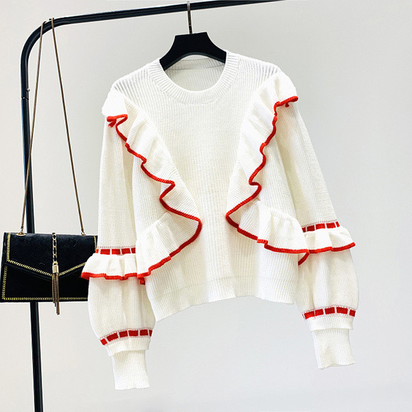 Pulover de dama actual cu maneci lungi si decolteu O in mai multe culori