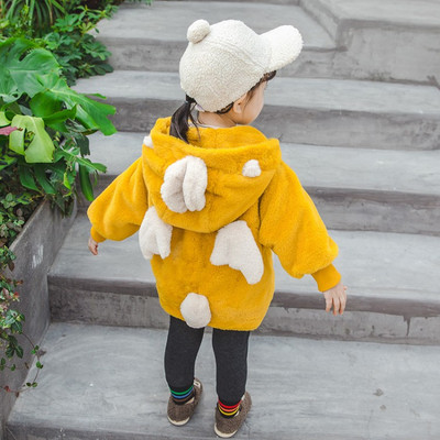 Modern gyerekkabát lányoknak két színben kapucnival