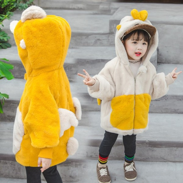 Modern gyerekkabát lányoknak két színben kapucnival