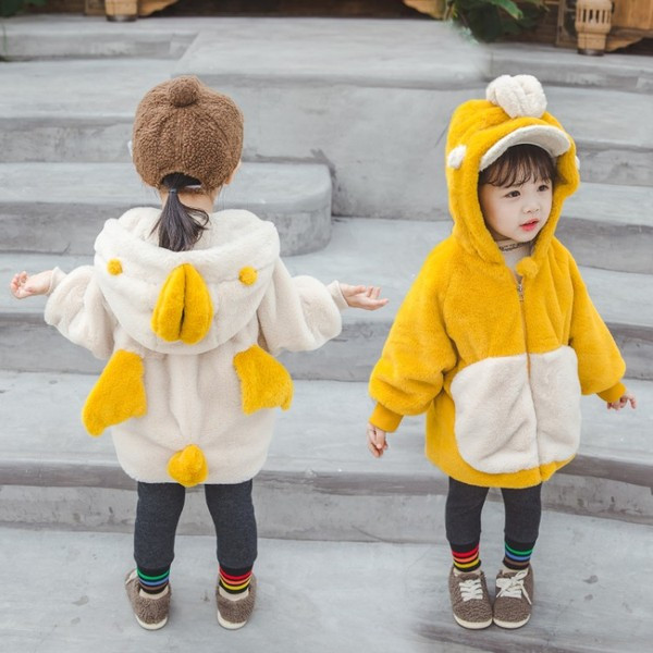 Modern gyerekkabát lányoknak két színben kapucnival