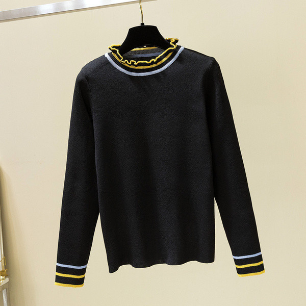 Pulover moale de dama cu decolteu oval si bucle in trei culori