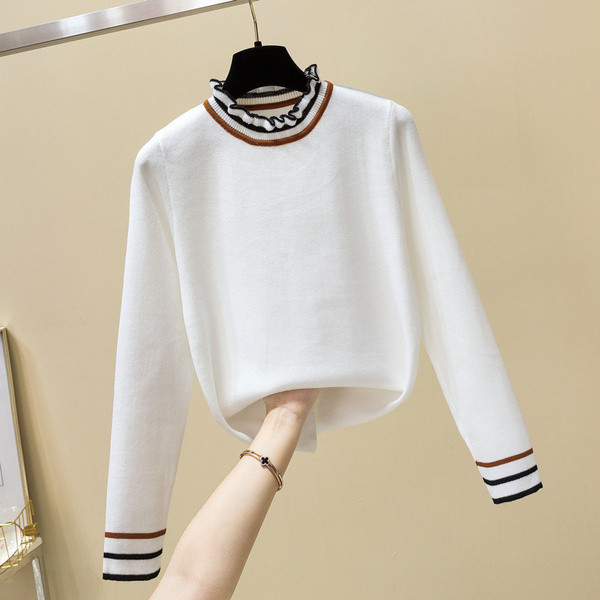 Pulover moale de dama cu decolteu oval si bucle in trei culori