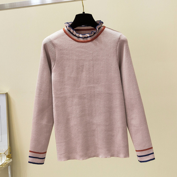 Pulover moale de dama cu decolteu oval si bucle in trei culori