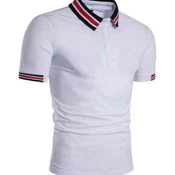 T-shirt για άνδρες με κολάρο και κοντά μανίκια σε λευκό και μπλε χρώμα