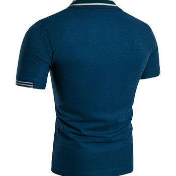 T-shirt για άνδρες με κολάρο και κοντά μανίκια σε λευκό και μπλε χρώμα
