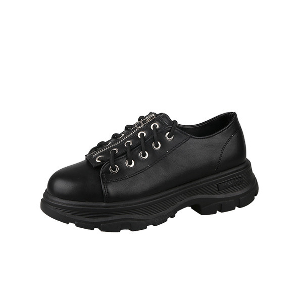 Új modell női alkalmi cipő cipzárral és fűzős fekete színben