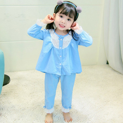 Gyerek pizsama lányoknak kék és rózsaszín gombokkal