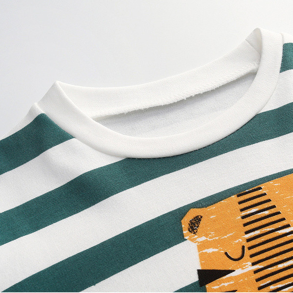 Bluza pentru copii in dungi cu aplicatie si maneci lungi pentru baieti