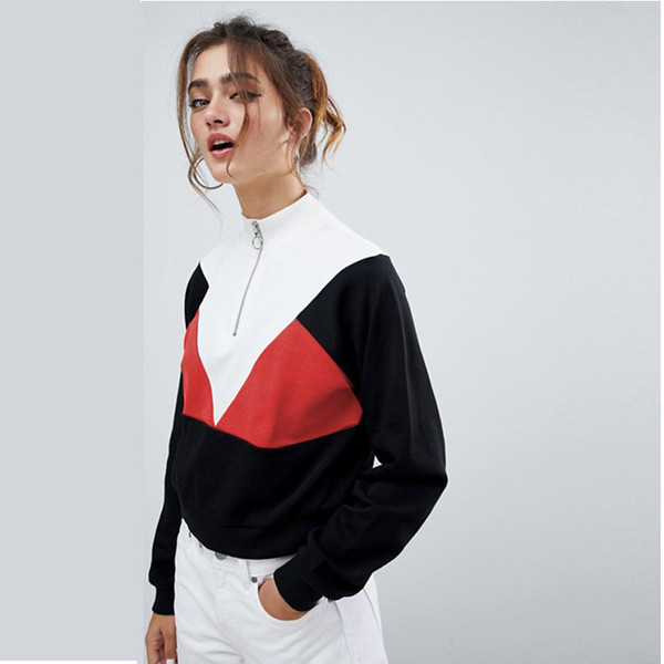 Νέο μοντέλο γυναικείο φούτερ με φερμουάρ και κολάρο