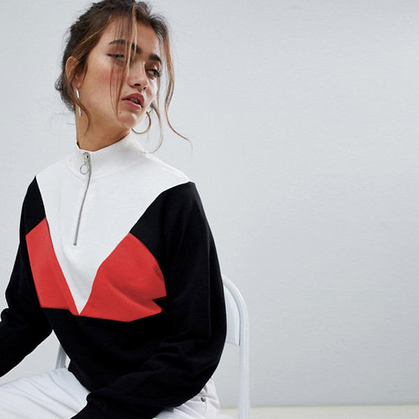 Νέο μοντέλο γυναικείο φούτερ με φερμουάρ και κολάρο