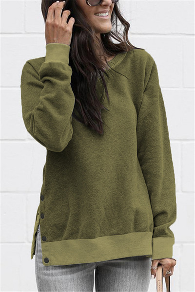 Új modell női pulóver O-nyakkal és gombokkal több színben