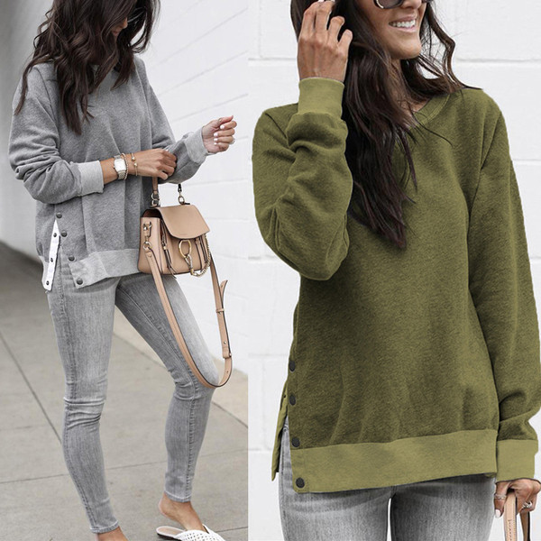 Új modell női pulóver O-nyakkal és gombokkal több színben