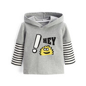 Gyerek blúz fiúknak szürke színben kapucnival és rátéttel
