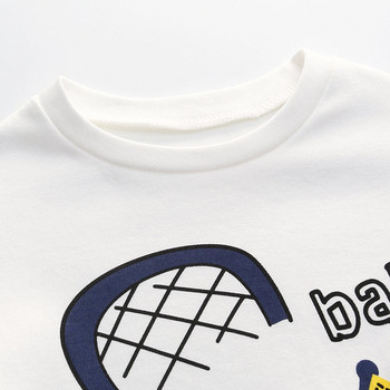 Παιδική μπλούζα για αγόρια σε άσπρο χρώμα με κορδέλα και O-λαιμόκοψη