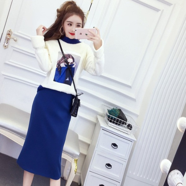 Női pulóver és hosszú szoknya szett