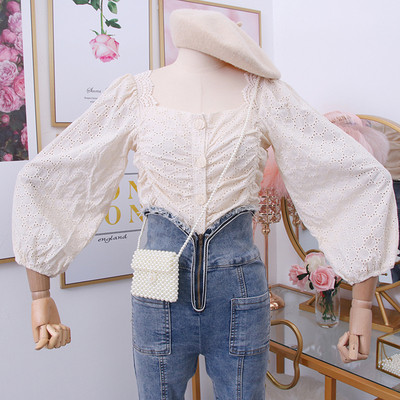 Bluza de dama model nou cu decolteu patrat in alb, galben si bej