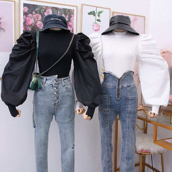 Bluza de dama model nou cu decolteu patrat in alb, galben si bej