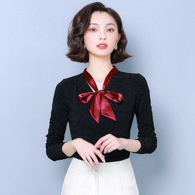 Női blúz két színben V-nyakú és hosszú ujjú