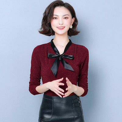 Női blúz két színben V-nyakú és hosszú ujjú