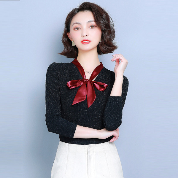 Női blúz két színben V-nyakú és hosszú ujjú