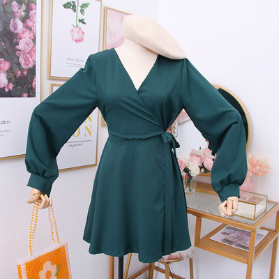 Modern női ruha V-nyakú és hosszú ujjú - szabású modell több színben