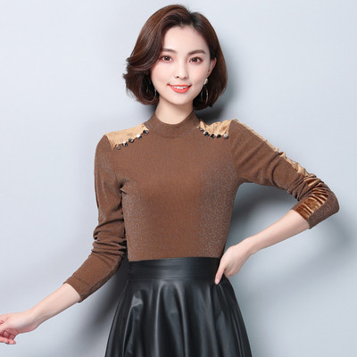 Μοντέρνα γυναικεία μπλούζα σε τρία χρώματα με κουμπιά και μακρύ μανίκι