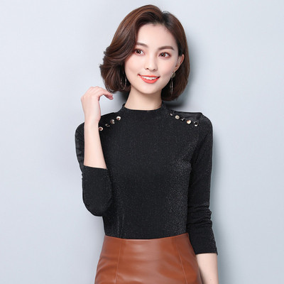 Μοντέρνα γυναικεία μπλούζα σε τρία χρώματα με κουμπιά και μακρύ μανίκι