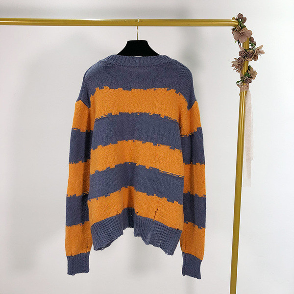 Pulover casual cu dungi in doua culori cu maneci lungi