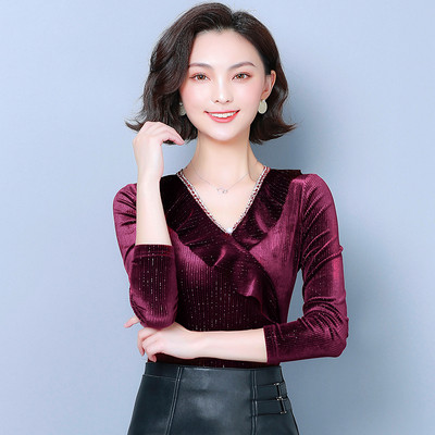 Bluza de dama actuala in doua culori cu pietre si decolteu in V