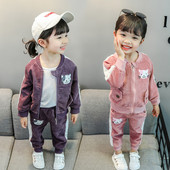 Set copii model nou din doua piese pentru fete in roz si mov