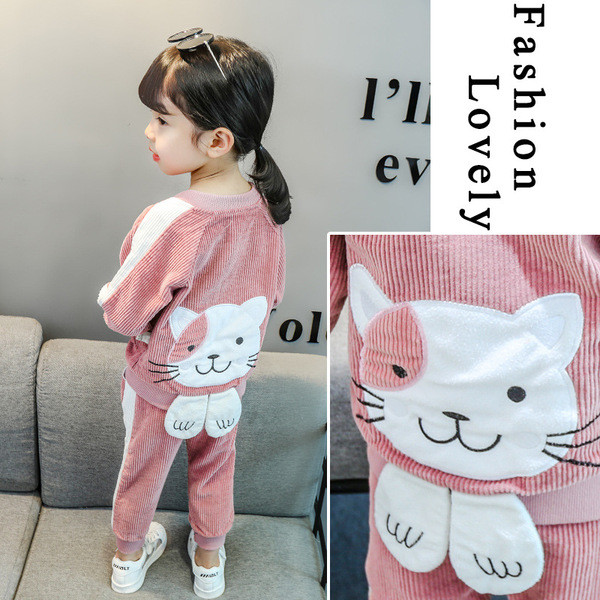 Set copii model nou din doua piese pentru fete in roz si mov