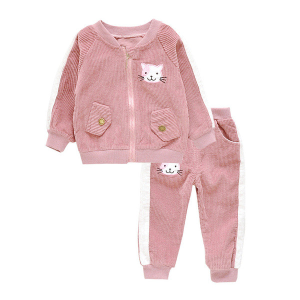 Set copii model nou din doua piese pentru fete in roz si mov