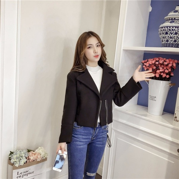 Geaca de dama scurta primavara-toamna cu fermoar in mai multe culori