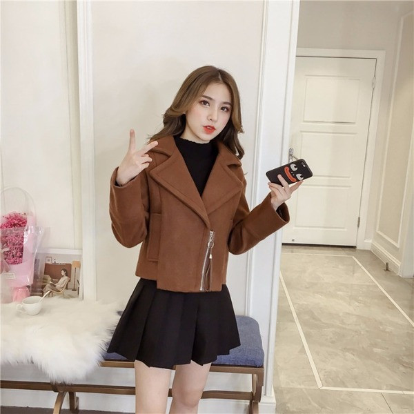 Geaca de dama scurta primavara-toamna cu fermoar in mai multe culori