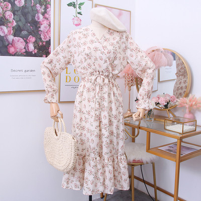Νέο μοντέλο καθημερινόLady φόρεμα με  Floral τύπωμα σε πολλαπλά χρώματα