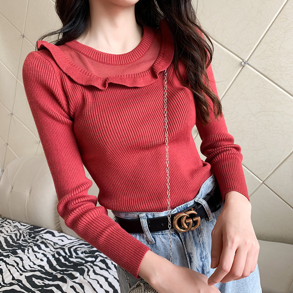 Μοντέρνο γυναικείο πουλόβερ με μακρύ μανίκι σε διάφορα χρώματα