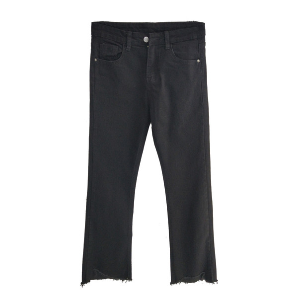 Fekete színű női farmer, magas derékkal