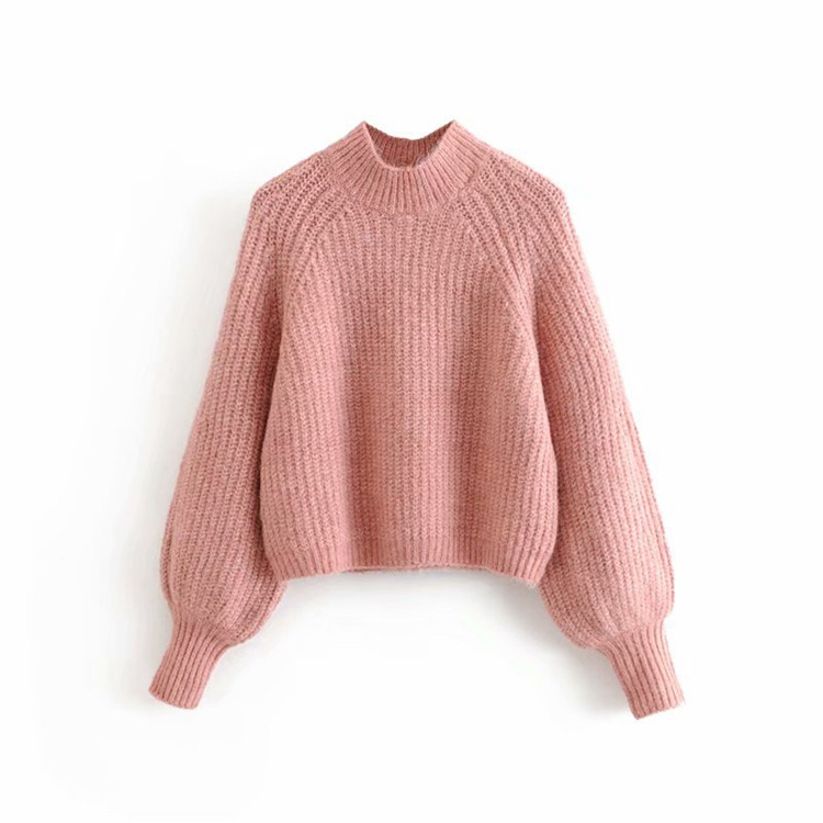 Vastag női pulóver félmagas gallérral, három színben