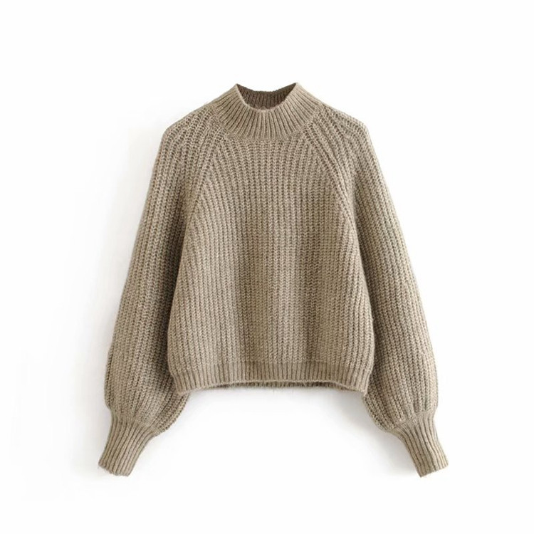 Vastag női pulóver félmagas gallérral, három színben