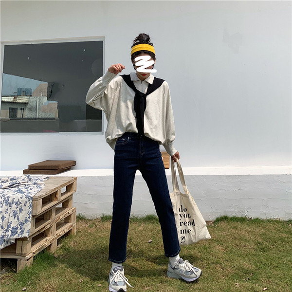 Női alkalmi farmer, kék egyenes modellben