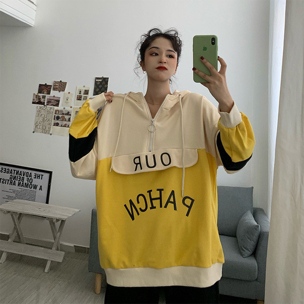 Női alkalmi pulóver két színben cipzárral - széles modell