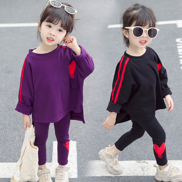 Modern gyerek szett lányoknak lila és fekete rátéttel