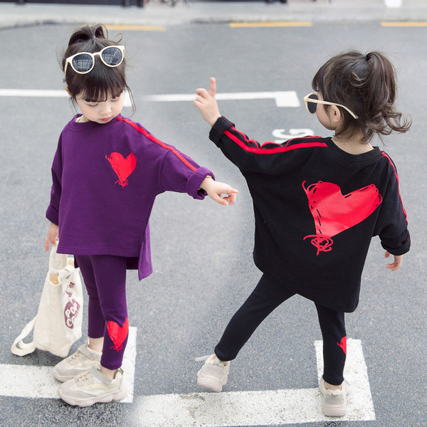 Modern gyerek szett lányoknak lila és fekete rátéttel