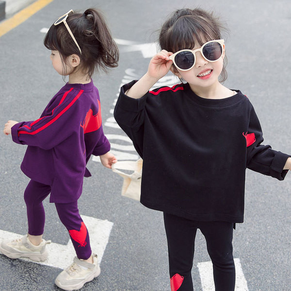 Modern gyerek szett lányoknak lila és fekete rátéttel