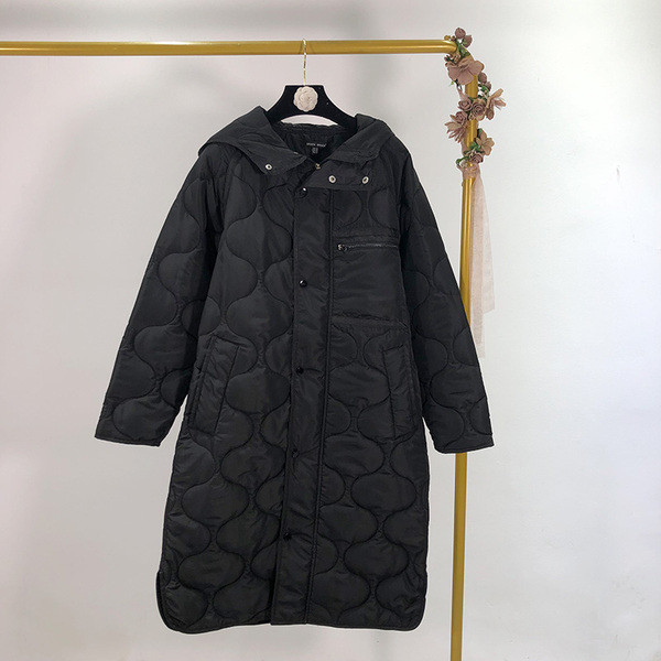 Hosszú női kabát fekete színben gombokkal - széles modell