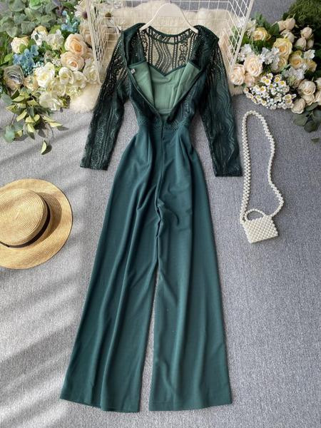 Hosszú, stílusos női overall több színben, csipkével