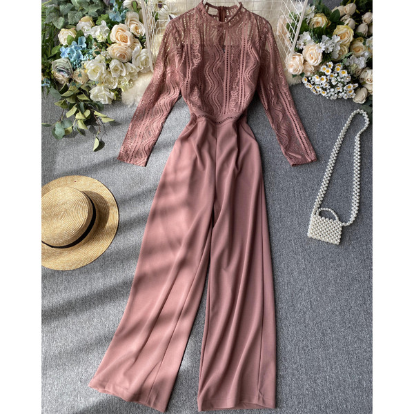 Hosszú, stílusos női overall több színben, csipkével