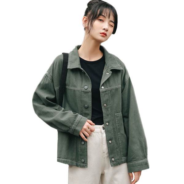 Modern női farmerdzseki zöld és fekete színben