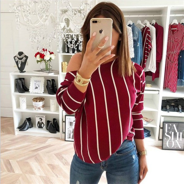 Csíkos női blúz sárga és piros színben